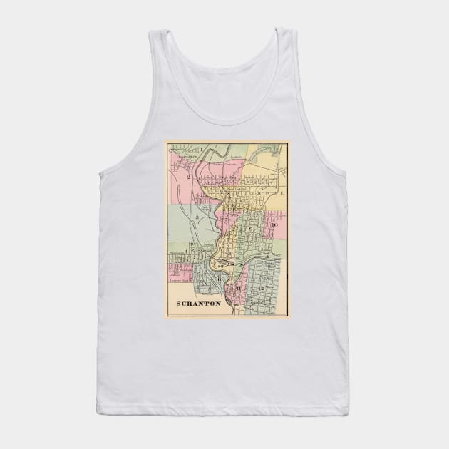 Vintage Map of Scranton PA (1890) Tank Top by Bravuramedia